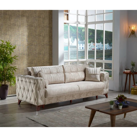 Sofa Bed: 90'' Upholstered Cushion Back Sofa Cum Bed