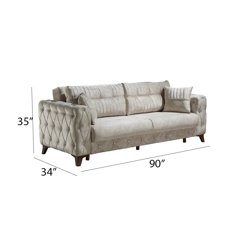 Sofa Bed: 90'' Upholstered Cushion Back Sofa Cum Bed
