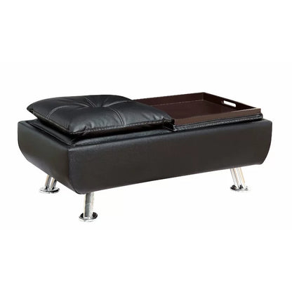 Sofa Bed: Black Leather Sectional L Shape Sofa Cum Bed(Set)