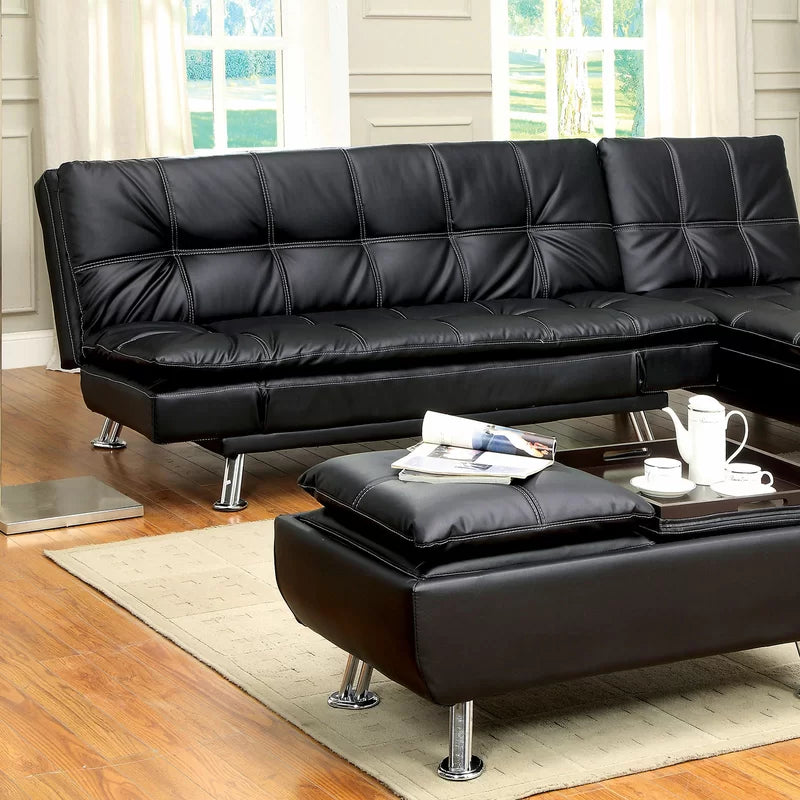 Sofa Bed Black Leather Sectional L