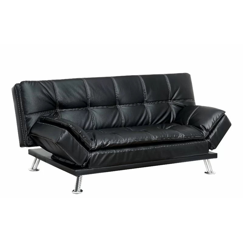 Sofa Bed: Black Leather Sectional L Shape Sofa Cum Bed(Set)