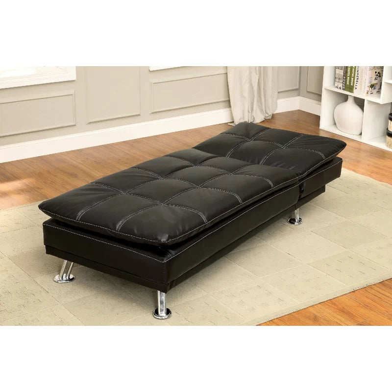 Sofa Bed: Black Leather Sectional L Shape Sofa Cum Bed(Set)