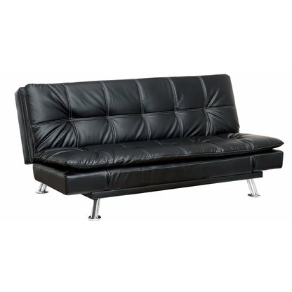 Sofa Bed: Black Leather Sectional L Shape Sofa Cum Bed(Set)