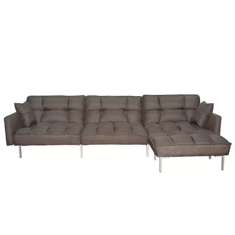 Sofa Bed: Brown Fabric L Shape Sofa Cum Bed