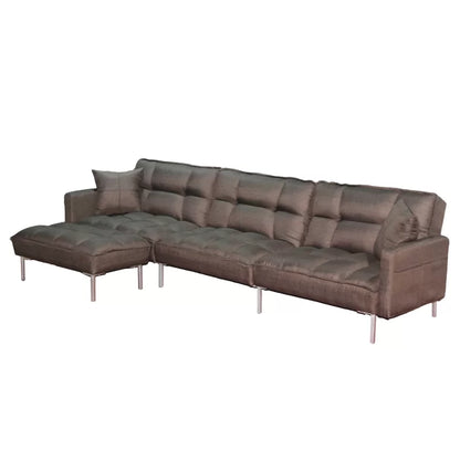 Sofa Bed: Brown Fabric L Shape Sofa Cum Bed