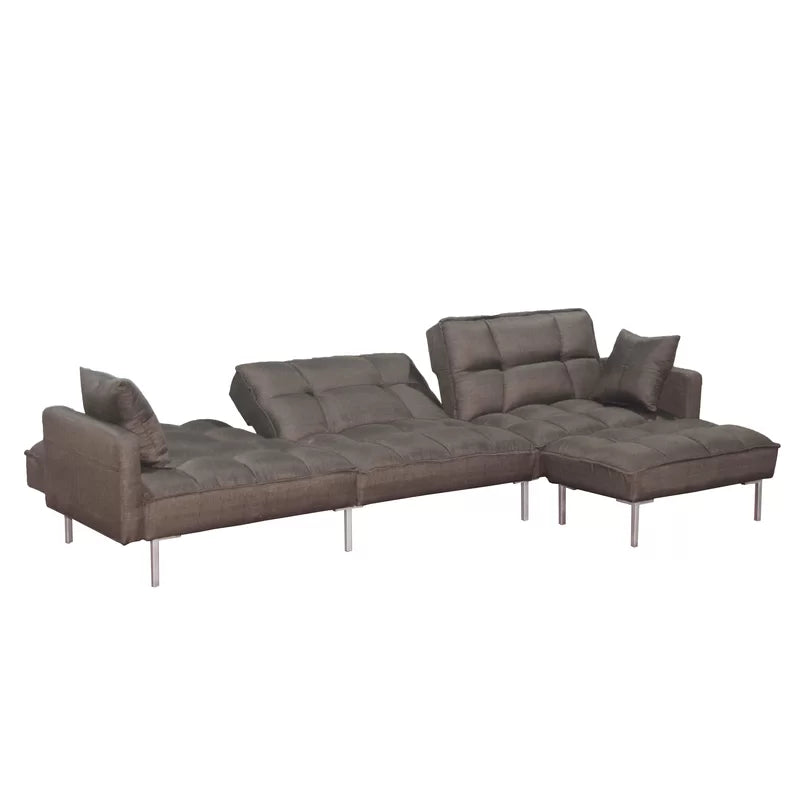 Sofa Bed: Brown Fabric L Shape Sofa Cum Bed