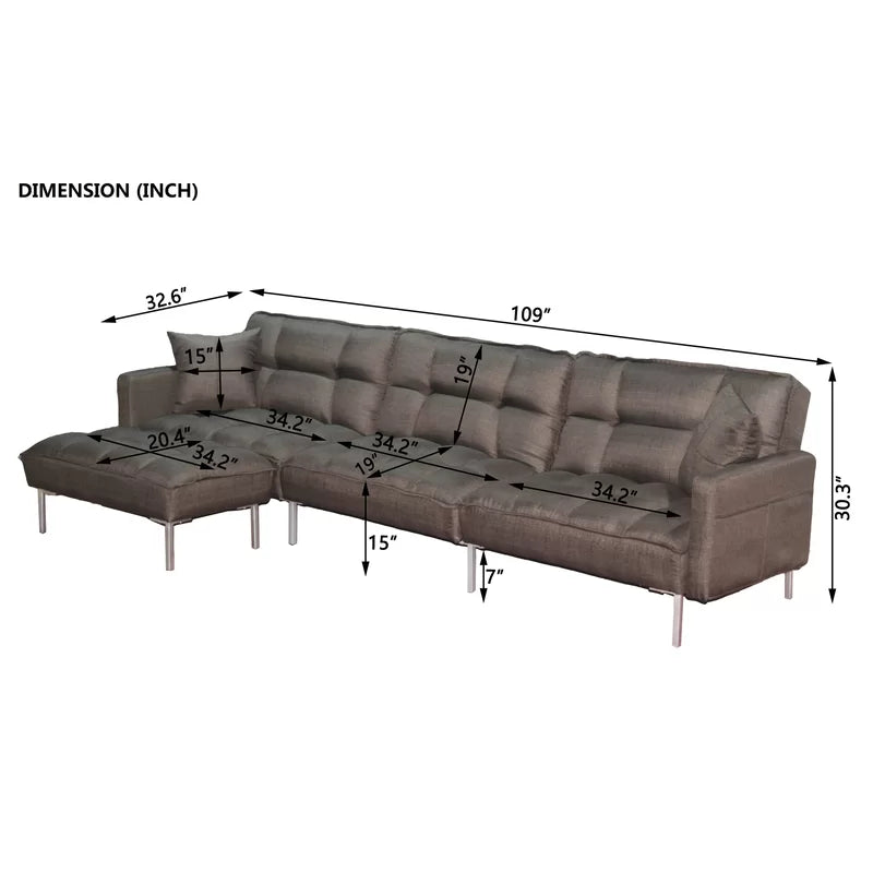 Sofa Bed: Brown Fabric L Shape Sofa Cum Bed