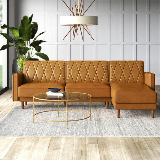 Sofa Bed: Leather Sectional L Shape Sofa Cum Bed
