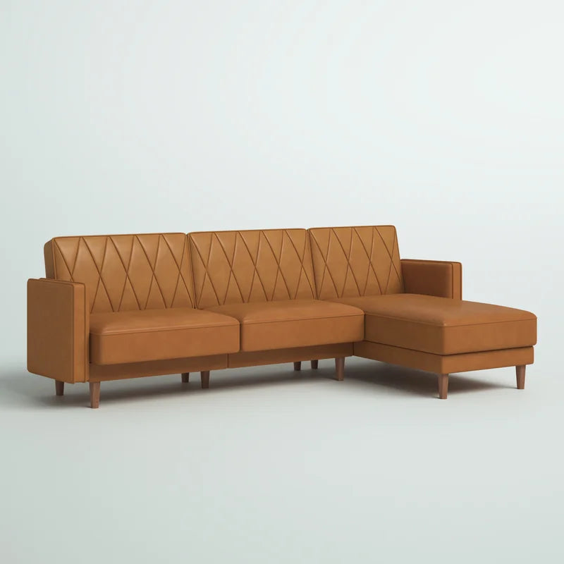 Leather Sectional L Shape Sofa Bed