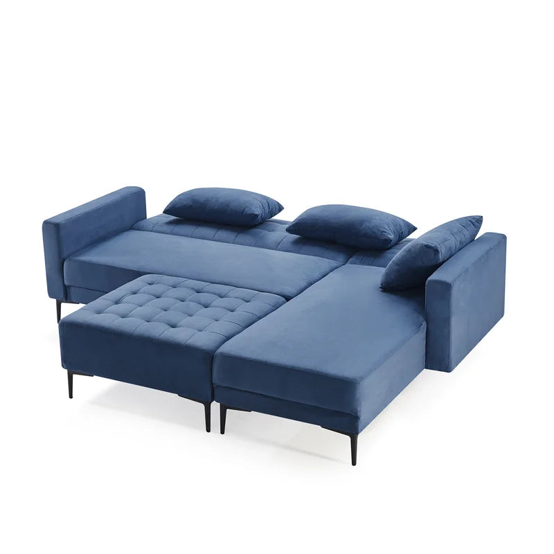 Sofa Bed: Sectional L Shape Sofa Cum Bed Blue
