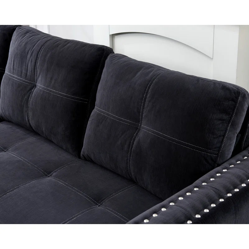 Sofa Bed: Upholstered L Shape Sofa Cum Bed Black