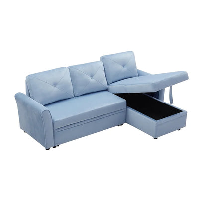 Sofa Bed: Upholstered Sectional L Shape Sofa Cum Bed Blue