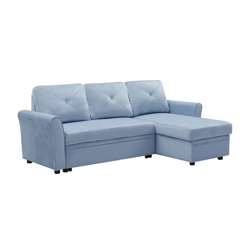 Sofa Bed: Upholstered Sectional L Shape Sofa Cum Bed Blue