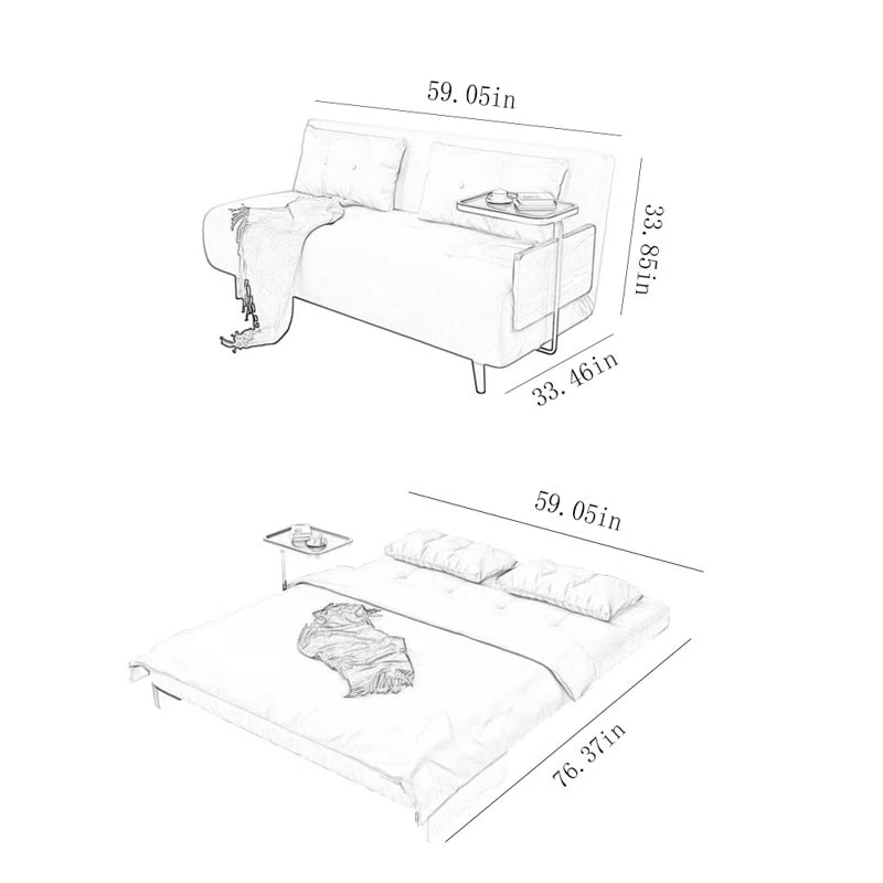 Sofa Cum Bed: 59.05'' Armless Sofa Bed