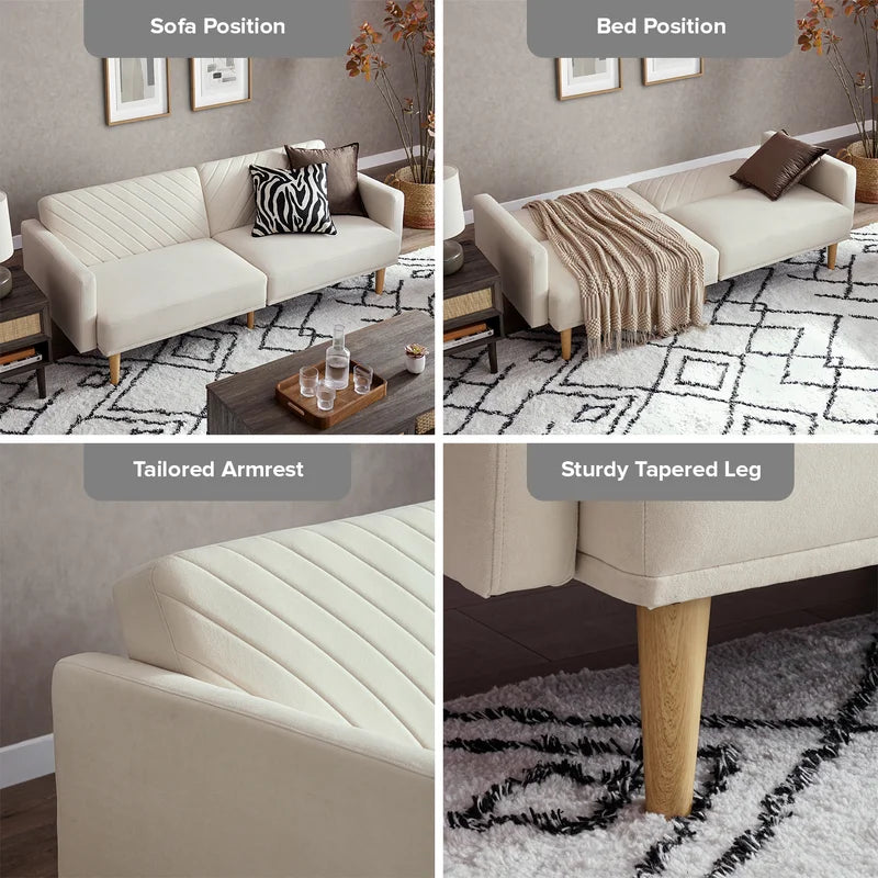 Sofa Cum Bed: 77.5'' Upholstered Convertible Sofa Bed