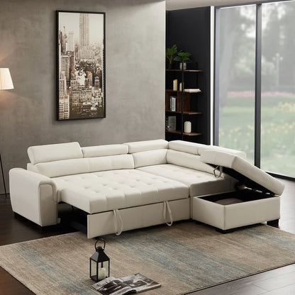 Sofa Cum Bed: Leather Sectional L Shape Sofa Cum Bed