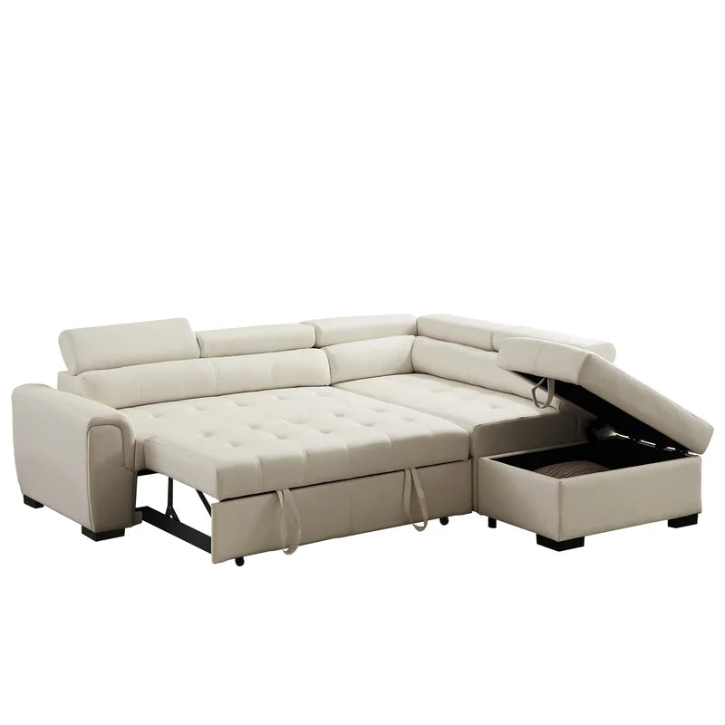 Sofa Cum Bed: Leather Sectional L Shape Sofa Cum Bed