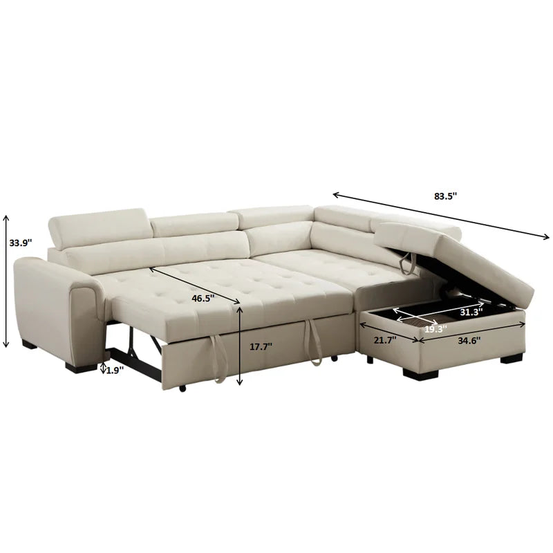 Sofa Cum Bed: Leather Sectional L Shape Sofa Cum Bed