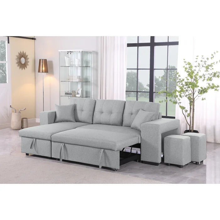 Sofa Bed Light Grey L Shape