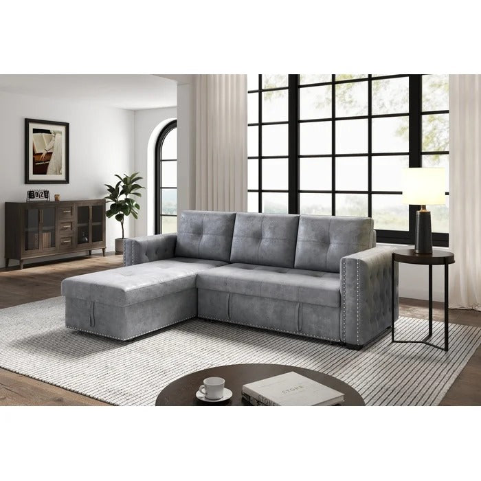 Sofa Cum Bed: Modern Wood Armrests, Full Size – GKW Retail