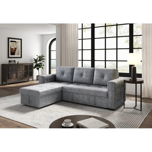 Sofa Cum Bed: Modern Wood Armrests, Full Size