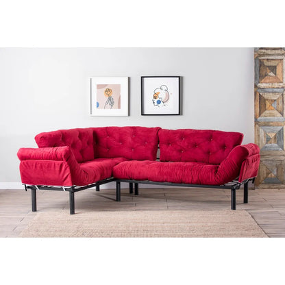 Sofa Cum Bed: Red L Shape Sofa Cum Bed