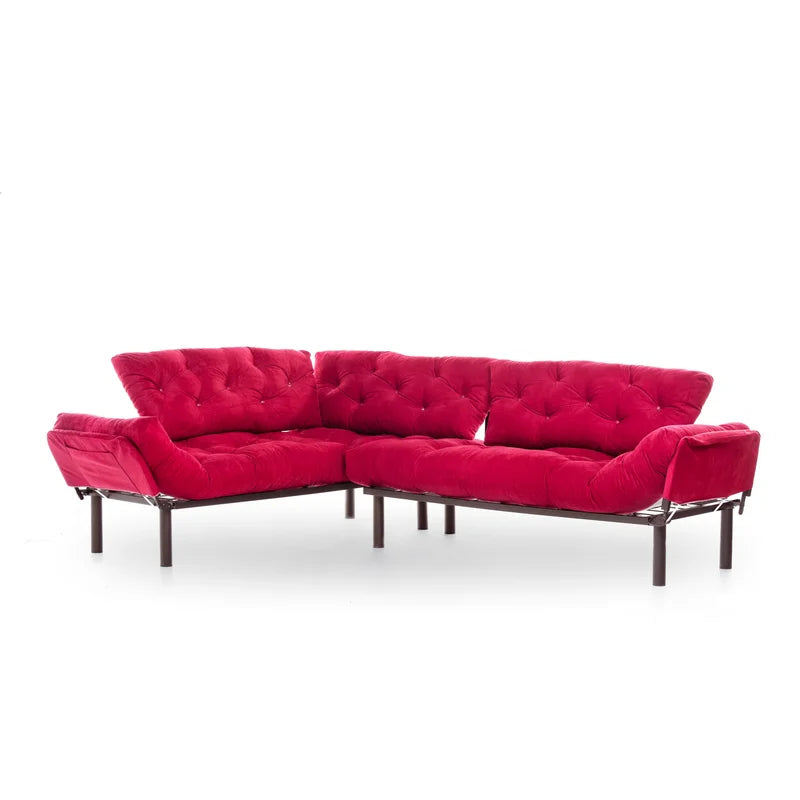 Sofa Cum Bed: Red L Shape Sofa Cum Bed