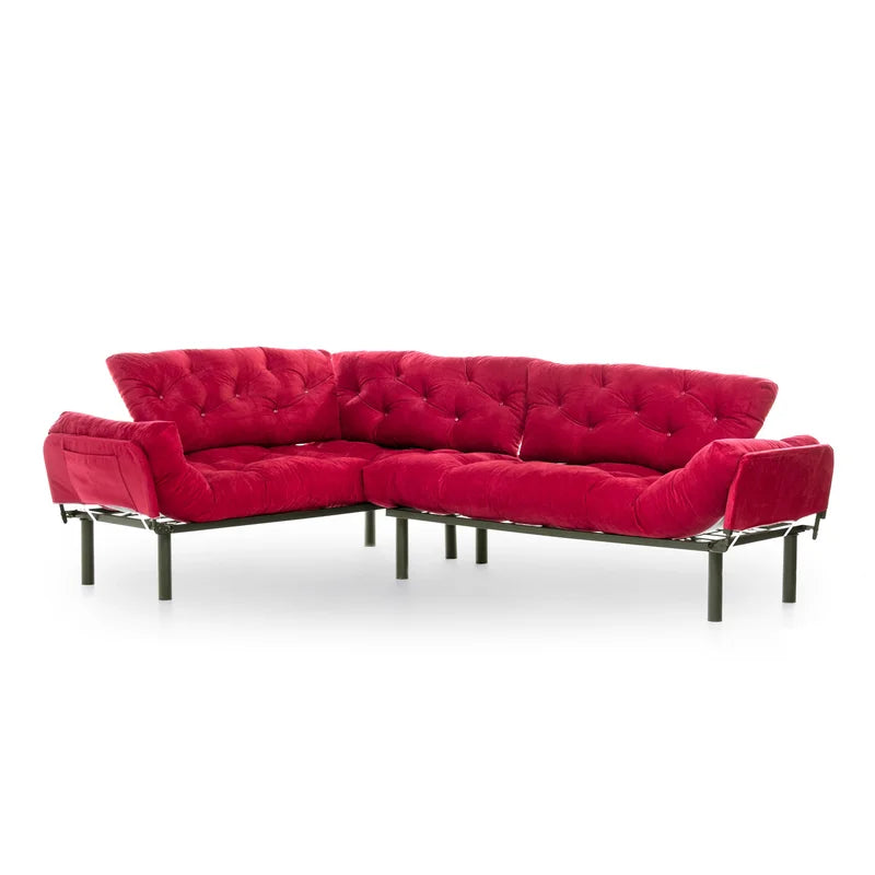 Sofa Cum Bed: Red L Shape Sofa Cum Bed