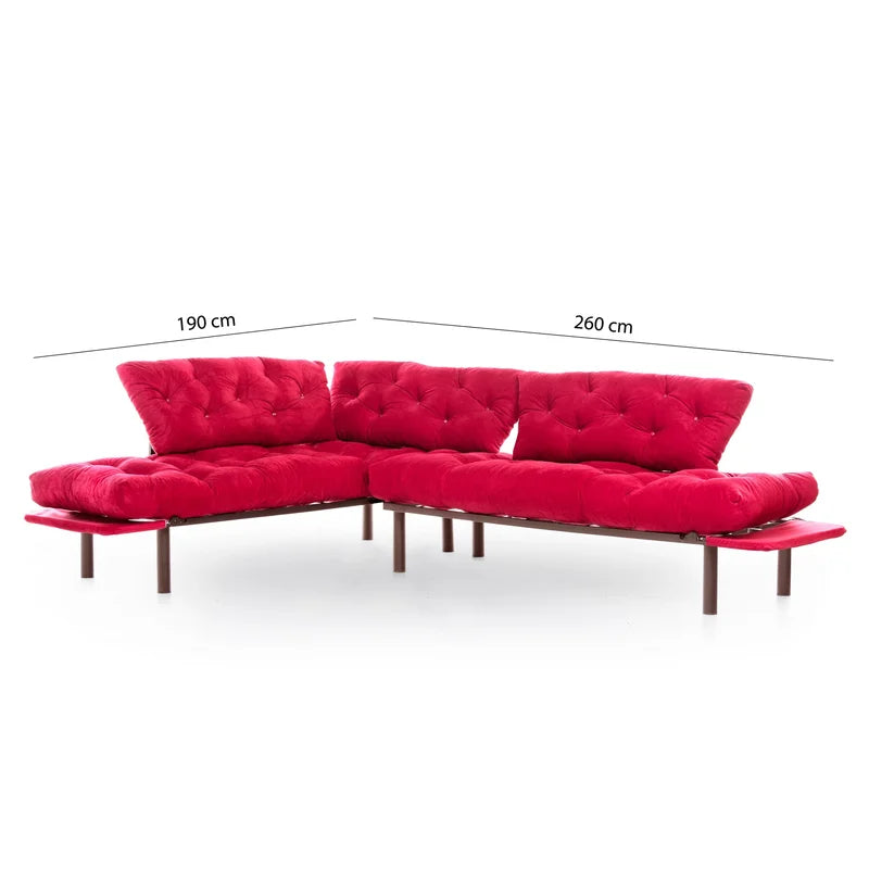 Sofa Cum Bed: Red L Shape Sofa Cum Bed