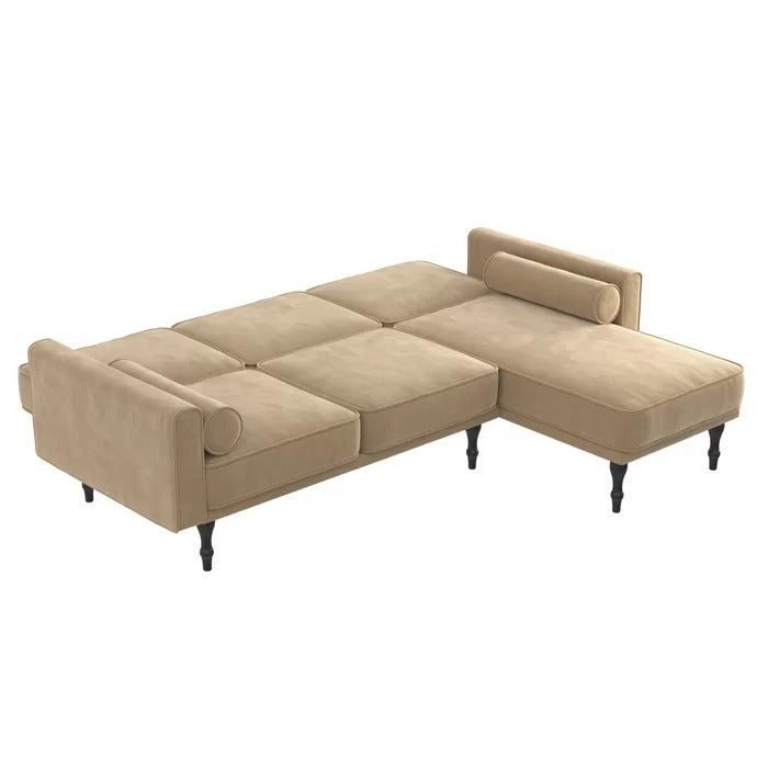 Sofa Cum Bed: Wide Velvet Reversible Sleeper Sofa & Chaise