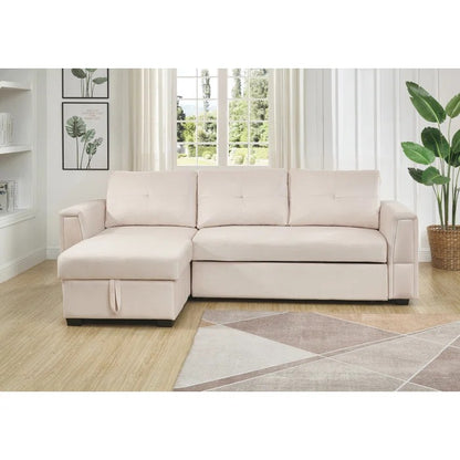 Sofa Cum Bed: Wide Velvet Reversible Sleeper Sofa & Chaise with Storage