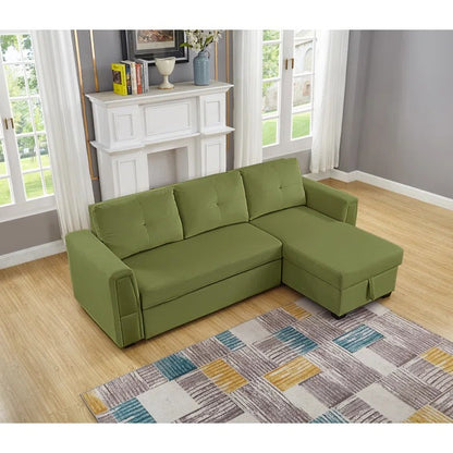 Sofa Cum Bed: Wide Velvet Reversible Sleeper Sofa & Chaise with Storage