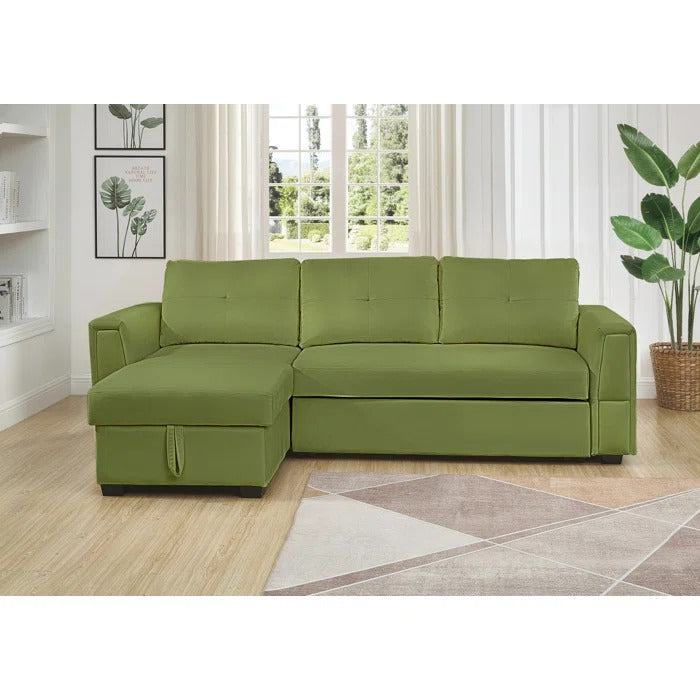 Sofa Cum Bed: Wide Velvet Reversible Sleeper Sofa & Chaise with Storage