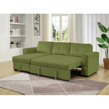 Sofa Cum Bed: Wide Velvet Reversible Sleeper Sofa & Chaise with Storage