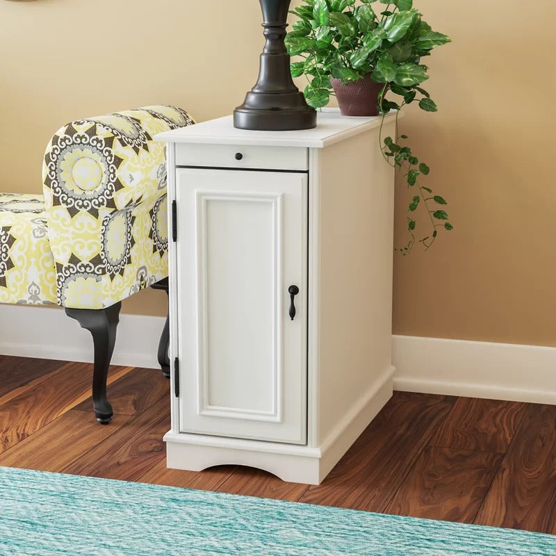 End Table: Tall Storage End Table with Built-In Charging Station