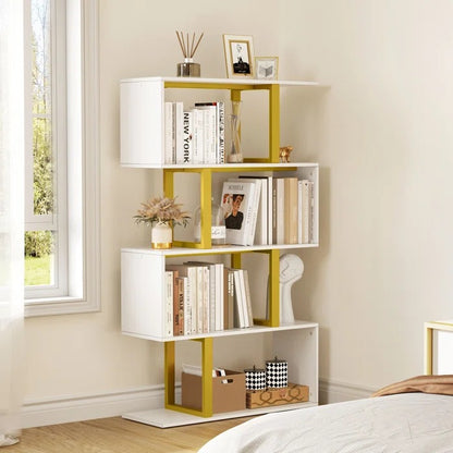 Bookshelf: 57" H x 31.5" W Steel Geometric Bookcase
