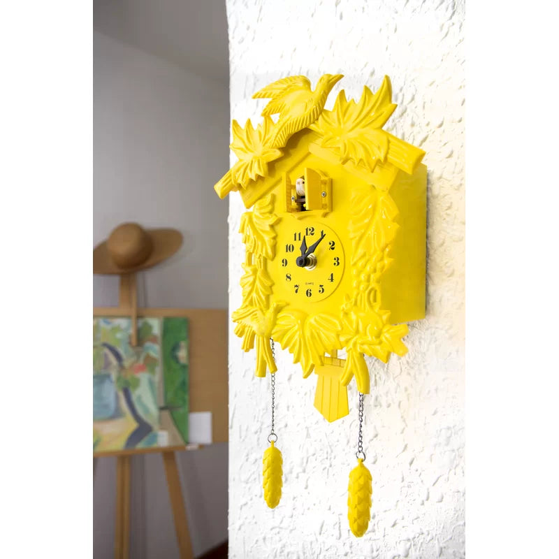 Wall Decor: Mandir Design Wall Clock Yellow