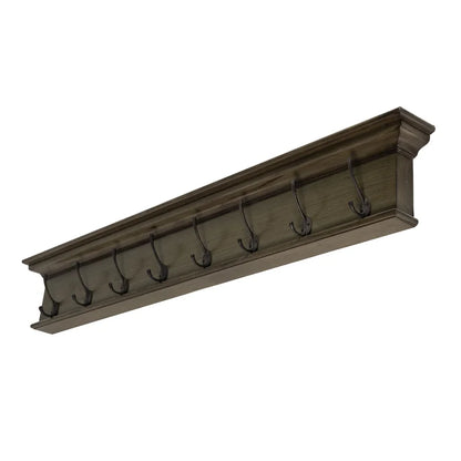 Wall Hook: Solid Wood 8 Hook Wall Mounted Rack