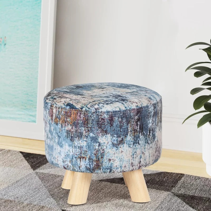 Seating Stool: 11.2'' Wide Round Abstract Storage Ottoman