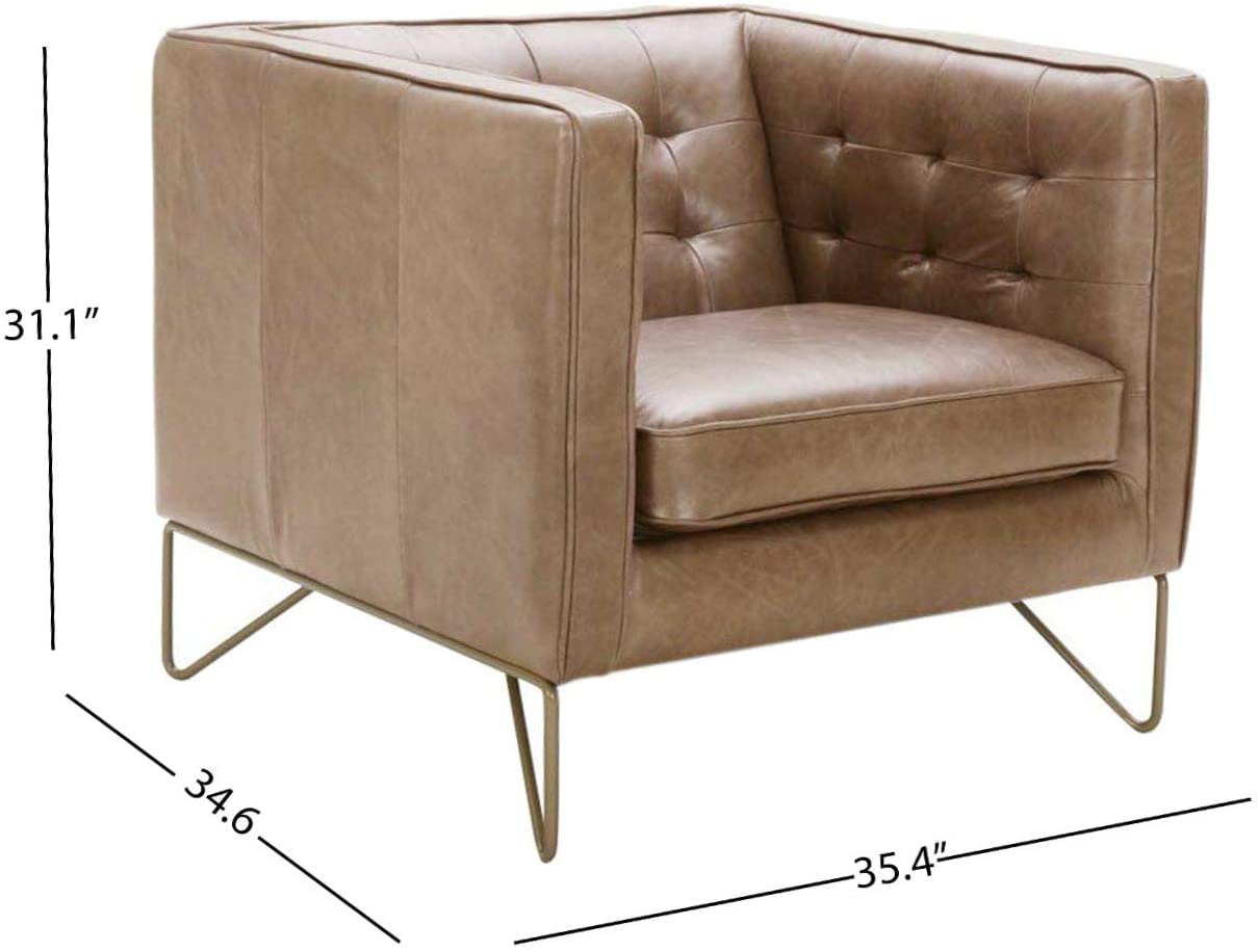 Sofa Chair Cognac Leatherette Emerald