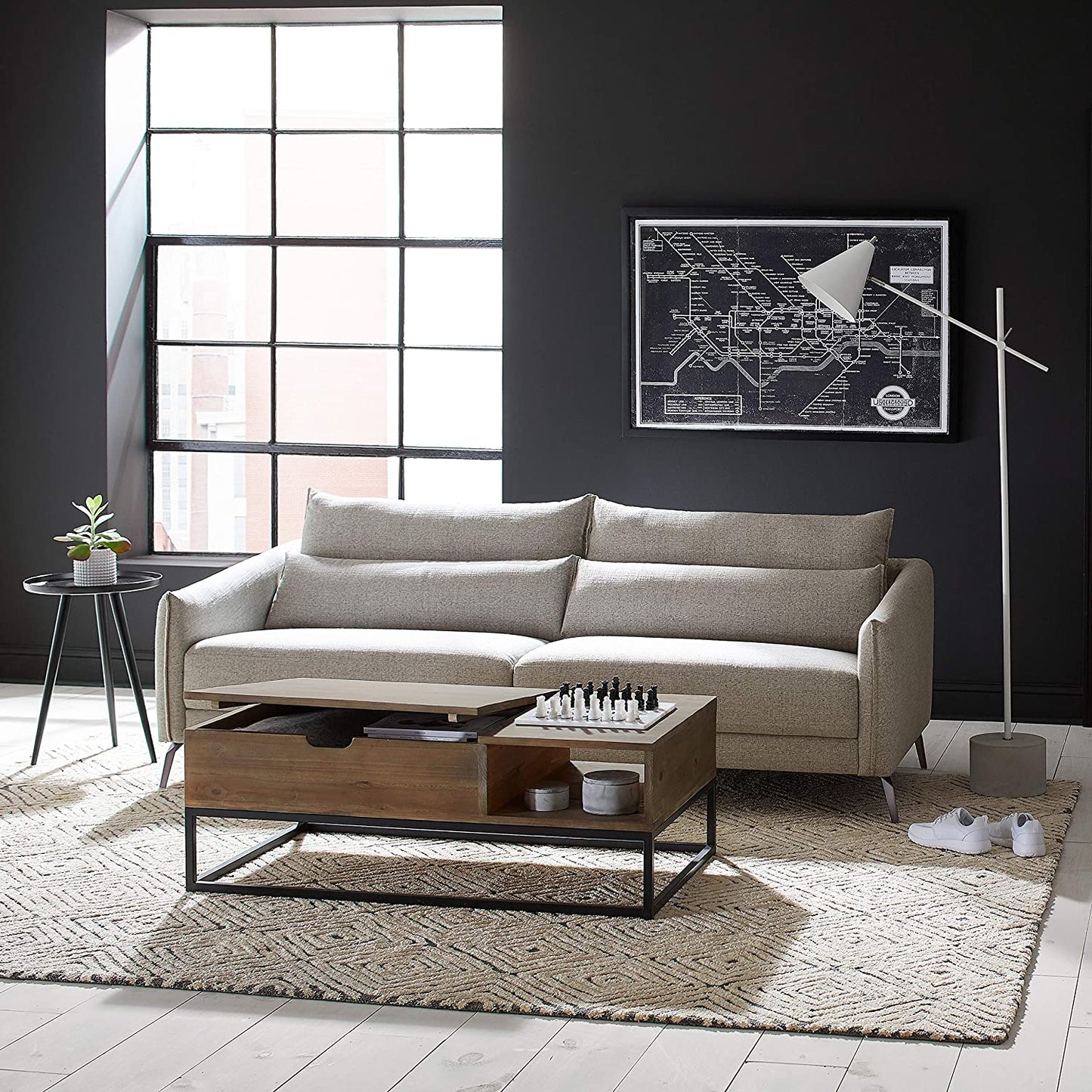 2 Seater Sofa : Dark Grey Sofa Set