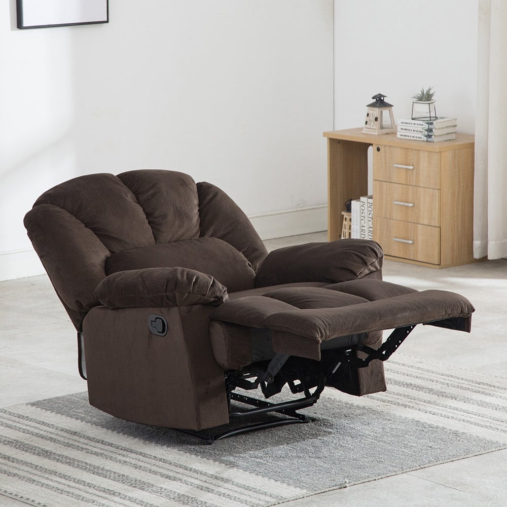 Recliners:- Fabric Manual Recliner And Massage Chairs In Dark Brown Color