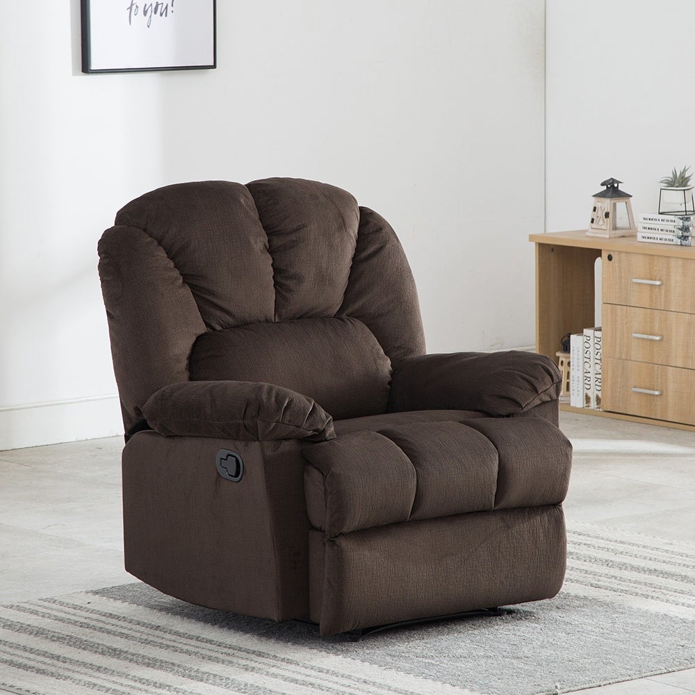 Recliners:- Fabric Manual Recliner And Massage Chairs In Dark Brown Color