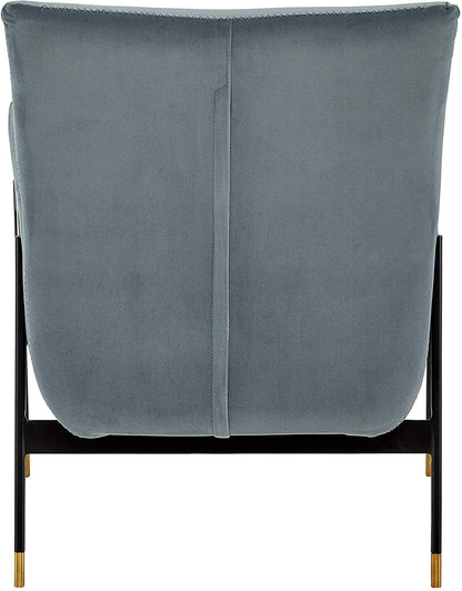 Sofa Chair: Slate Blue Velvet Chair with Arms