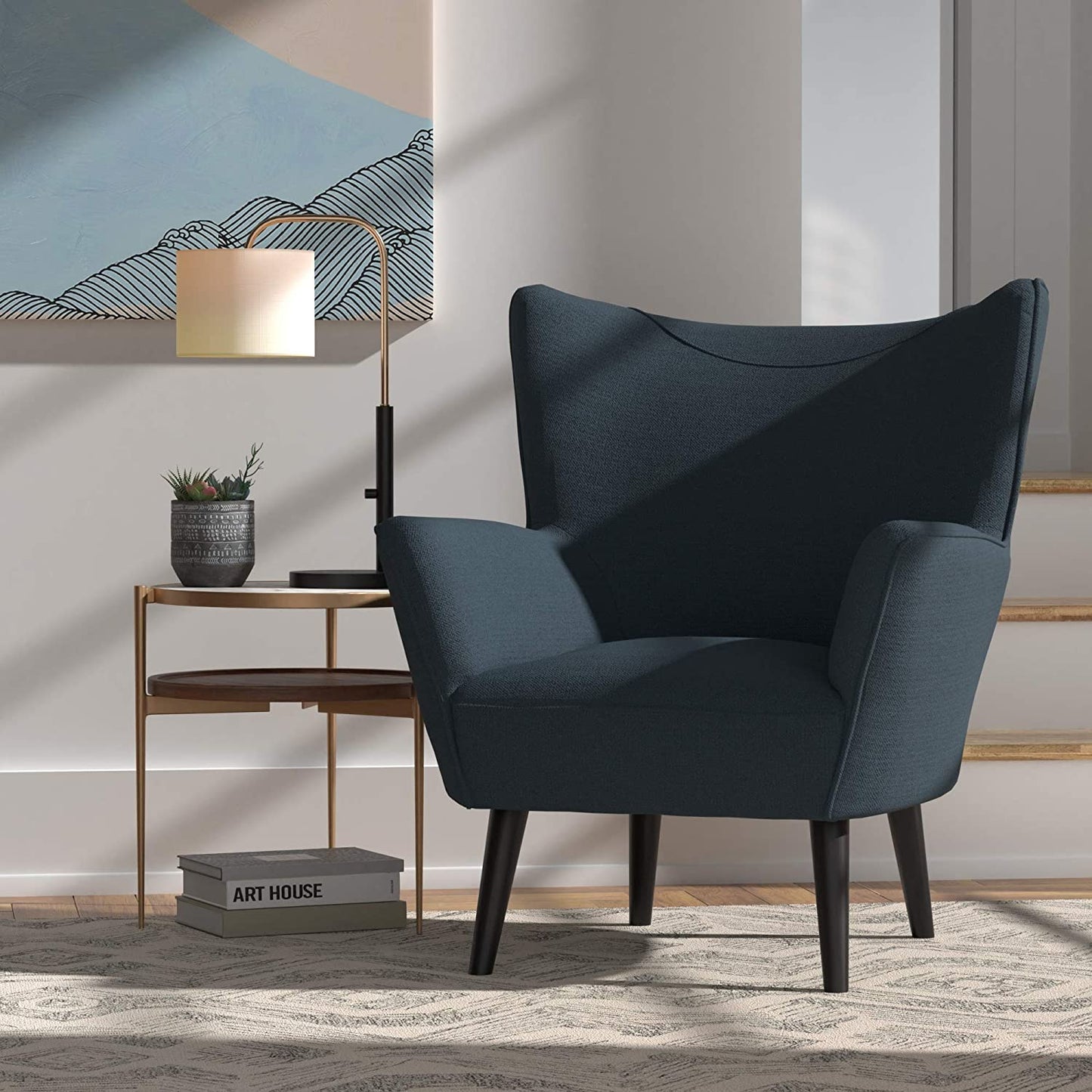 Sofa Chair : Teal Armchair with Tapered Legs