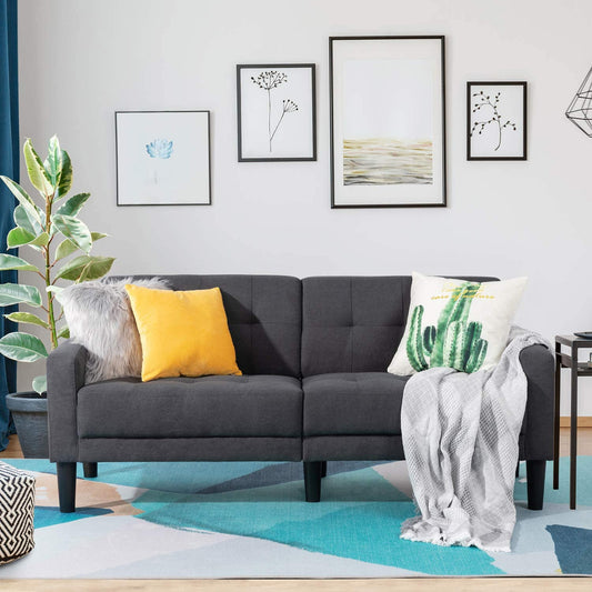 2 Seater Sofa Set: Dark Grey Convertible Sofa Couch