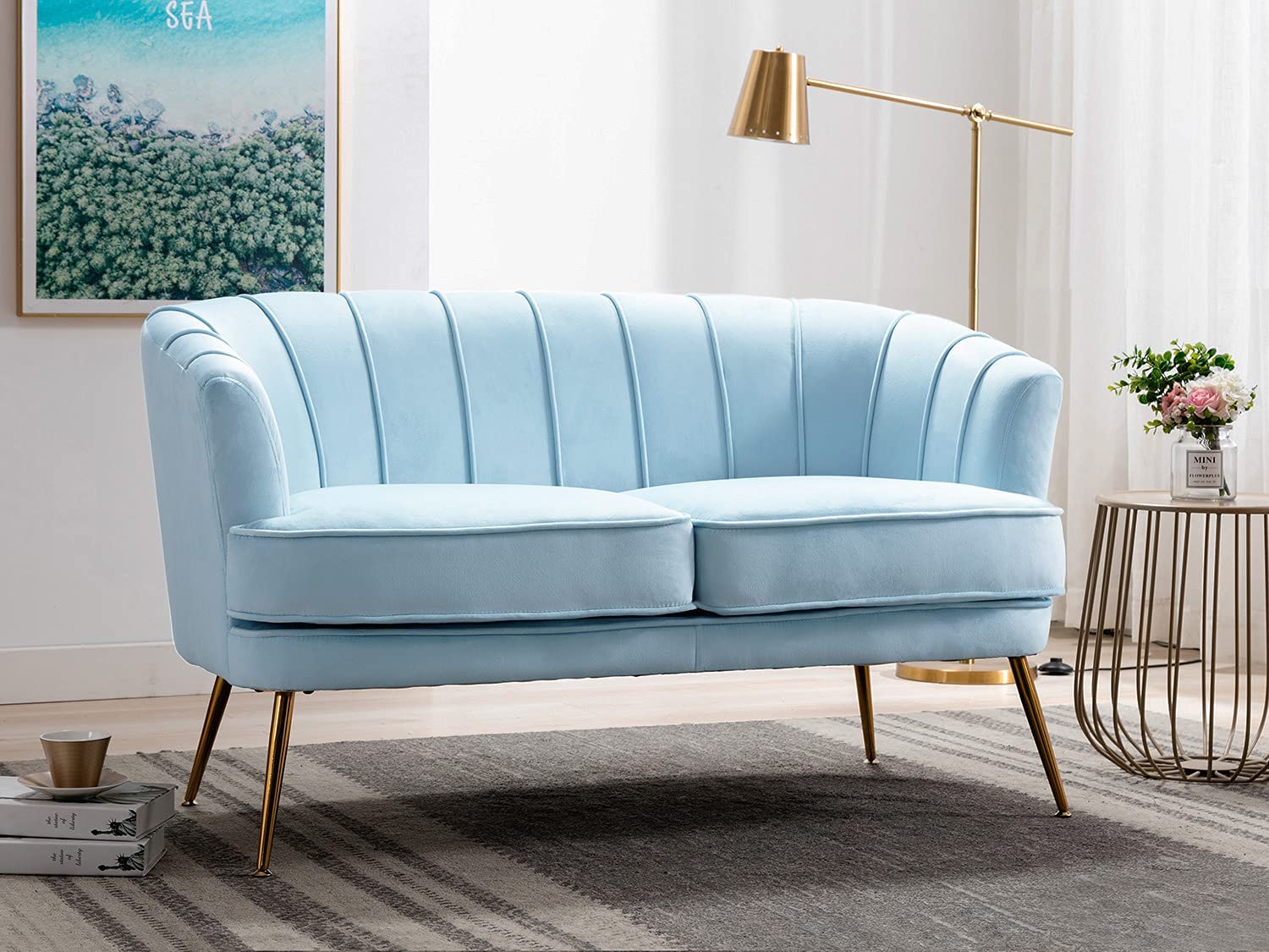 2 Seater Sofa : Light Pink Velvet Lounge Couch – GKW Retail