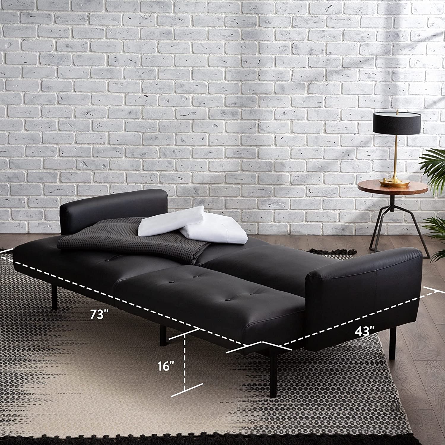 2 Seater Sofa : Black Faux Leatherette Sofa Set