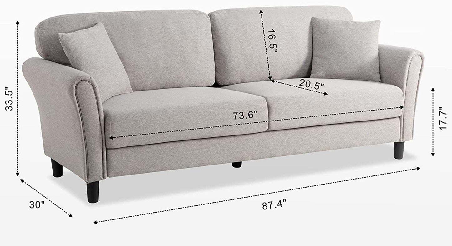 2 Seater Sofa : Deep Seat Sofa  Loveseat Furniture ( Light Grey )
