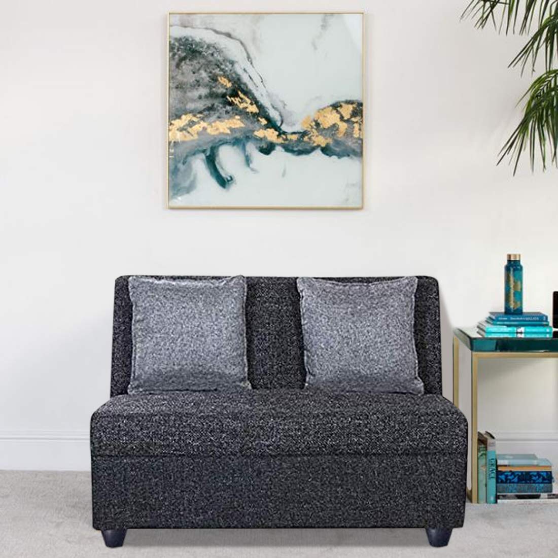 2 Seater Sofa :- Delta Fabric Sofa Set ( Dark Grey)